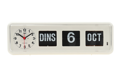Analogue Calendar Clock BQ-38      - white FR