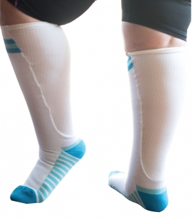 Sport sock with mesh panel  - white / blue 35 - 41
