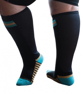 Sport sock with mesh panel  - black / turq 35 - 41