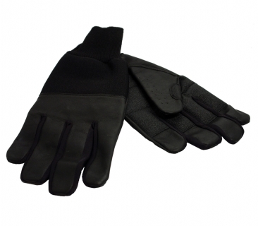 Leather winter gloves black - XXL