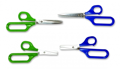 Long Loop Scissors with one  wide and one small finger area - pointed end 75 mm left handed