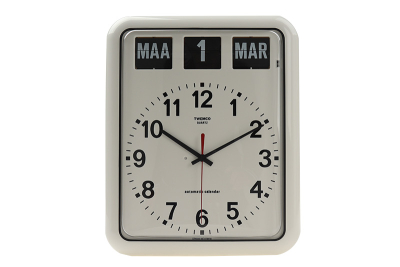 Horloge calendrier analogique grand format BQ-12A - blanc ES